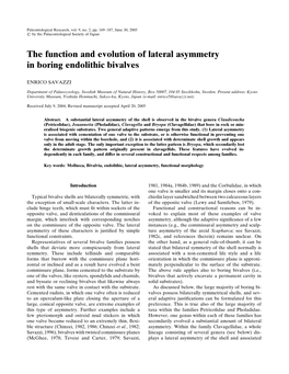 The Function and Evolution of Lateral Asymmetry in Boring Endolithic Bivalves