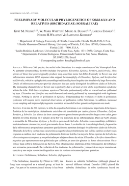 Preliminary Molecular Phylogenetics of Sobralia and Relatives (Orchidaceae: Sobralieae)