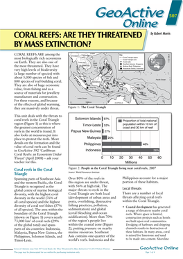 Coral Reefs: Are They Threatened by Robert Morris by Mass Extinction?