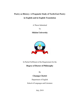 Poetry As History: a Pragmatic Study of North-East Poetry in English and in English Translation