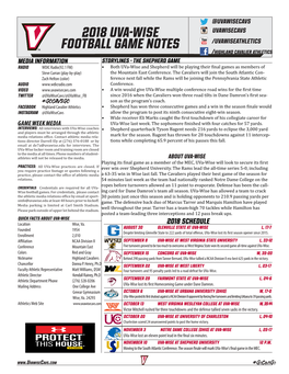 2018 Uva-Wise Football Game Notes