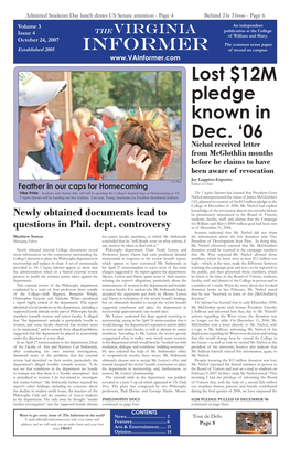 Lost $12M Pledge Known in Dec. ‘06 Nichol Received Letter from Mcglothlin Months Before He Claims to Have Been Aware of Revocation