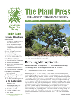 The Plant Press the ARIZONA NATIVE PLANT SOCIETY