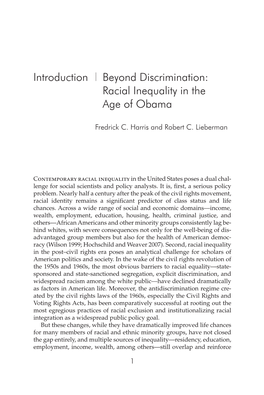 Introduction Beyond Discrimination: Racial Inequality in the Age of Obama