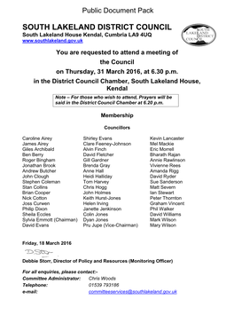 (Public Pack)Agenda Document for Council, 31/03/2016 18:30