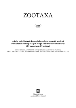 Zootaxa, a Fully Web-Illustrated Morphological Phylogenetic Study