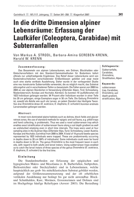 Erfassung Der Laufkäfer (Coleoptera, Carabidae) Mit Subterranfallen