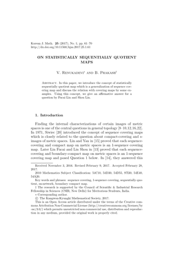 ON STATISTICALLY SEQUENTIALLY QUOTIENT MAPS V. Renukadevi