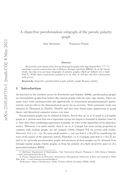 A Clique-Free Pseudorandom Subgraph of the Pseudo Polarity Graph