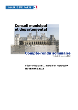 SOMMAIRE CM CG Des 7, 8 Et 9 Novembre 2016