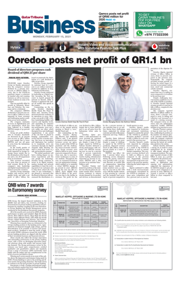 Ooredoo Posts Net Profit of QR1.1 Bn