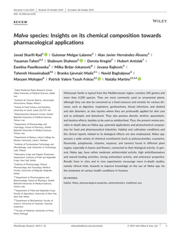 Malva Species: Insights on Its Chemical Composition Towards Pharmacological Applications