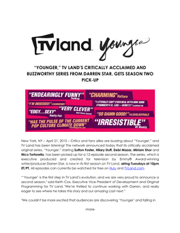 “Younger,” Tv Land's Critically Acclaimed and Buzzworthy Series