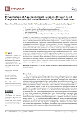 Pervaporation of Aqueous Ethanol Solutions Through Rigid Composite Polyvinyl-Alcohol/Bacterial Cellulose Membranes