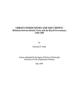 Relations Between Bristol, York, and the Royal Government, 1350-1400