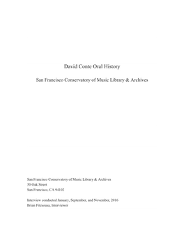 David Conte Oral History