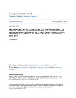 Black Empowerment and the Fight for Liberation in Attala County, Mississippi 1865-1915