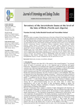 Inventory of the Invertebrate Fauna at the Level of the Lake of Birds (North