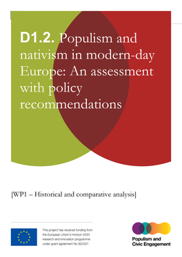D1.2. Populism and Nativism in Modern-Day Europe: an Assessment with Policy Recommendations