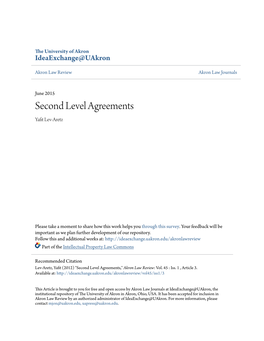 Second Level Agreements Yafit Lev-Aretz