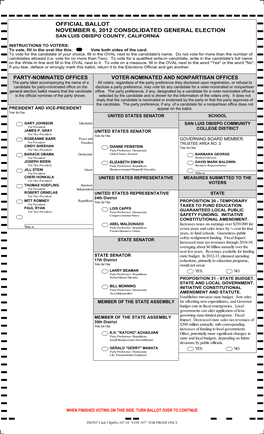 Sample Ballot Booklet, at Their Own Expense