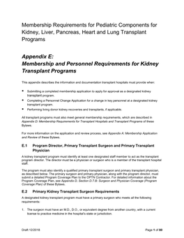 Draft Membership Requirements for Pediatric Components