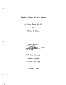Spanish Folklore of New Mexico an Honors Thesis (ID 499) by Melanie