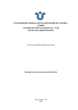 Unirio Centro De Ciências Humanas - Cch Escola De Arquivologia