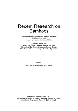 Recent Research on Bamboos