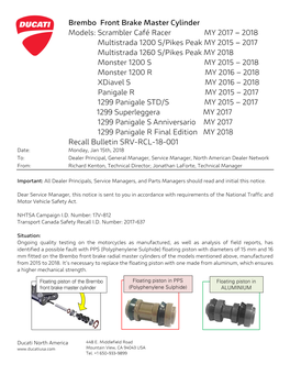 Brembo Front Brake Master Cylinder Models