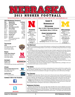 2013 HUSKER FOOTBALL Game 9