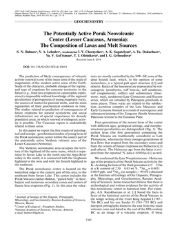 The Potentially Active Porak Neovolcanic Center (Lesser Caucasus, Armenia): the Composition of Lavas and Melt Sources S