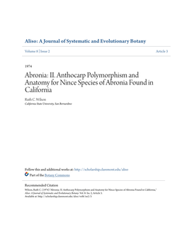 Abronia: II. Anthocarp Polymorphism and Anatomy for Nince Species of Abronia Found in California Ruth C