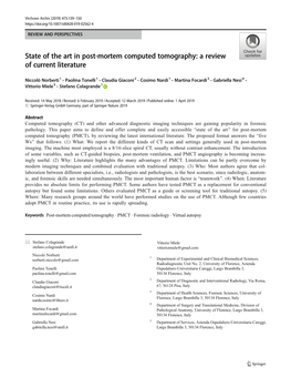 State of the Art in Post-Mortem Computed Tomography: a Review of Current Literature