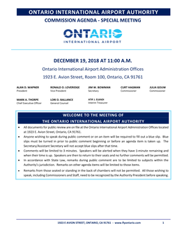 Ontario International Airport Authority Commission Agenda - Special Meeting