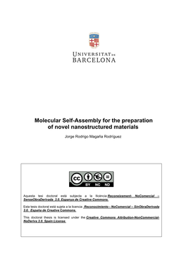 Molecular Self-Assembly for the Preparation of Novel Nanostructured Materials