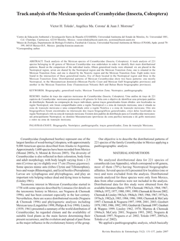 Track Analysis of the Mexican Species of Cerambycidae (Insecta, Coleoptera)