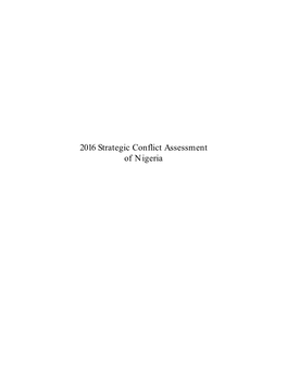 2016 Strategic Conflict Assessment of Nigeria