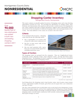 Shopping Centers and a Map Showing Approximate Locations for Each