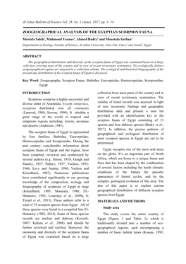 Zoogeographical Analysis of the Egyptian Scorpion Fauna