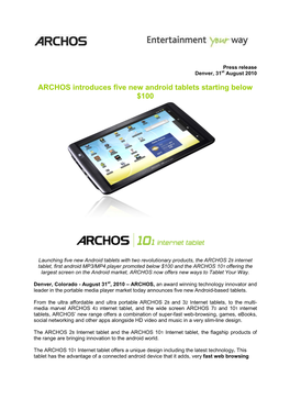 ARCHOS Introduces Five New Android Tablets Starting Below $100
