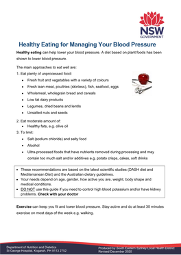 Healthy Eating for High Blood Pressure