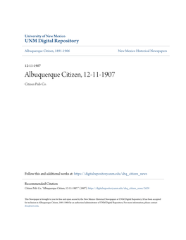 Albuquerque Citizen, 12-11-1907 Citizen Pub