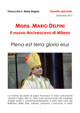 Mons. Mario Delpini Arcivescovo Eletto Di Milano