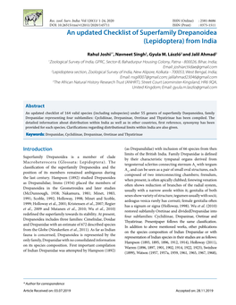 An Updated Checklist of Superfamily Drepanoidea (Lepidoptera) from India