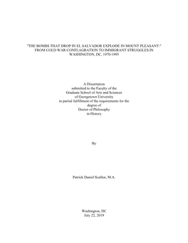 "The Bombs That Drop in El Salvador Explode in Mount Pleasant:" from Cold War Conflagration to Immigrant Struggles in Washington, Dc, 1970-1995