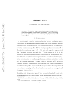 Arxiv:1502.00170V1 [Math.GN] 31 Jan 2015 Oetplgclpoete Uha Oa Opcns Htaen Let Are Maps