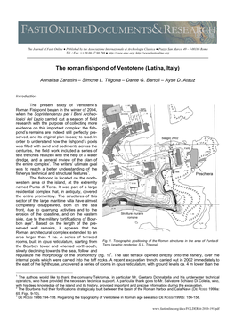 The Roman Fishpond of Ventotene (Latina, Italy)