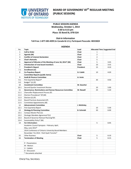 Board of Governors' 87 Regular Meeting (Public Session)