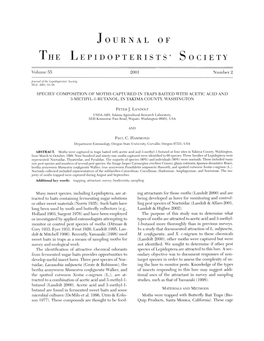 Species' Composition of Moths Captured in Traps Baited with Acetic Acid and 3-Methyl-I-Butanol, in Yakima County, Washington